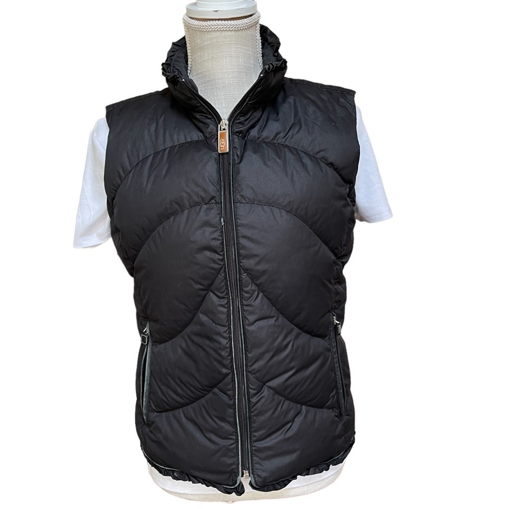 Ugg Black Down Puffer Vest‎ With Leather Trim Size: S/P
